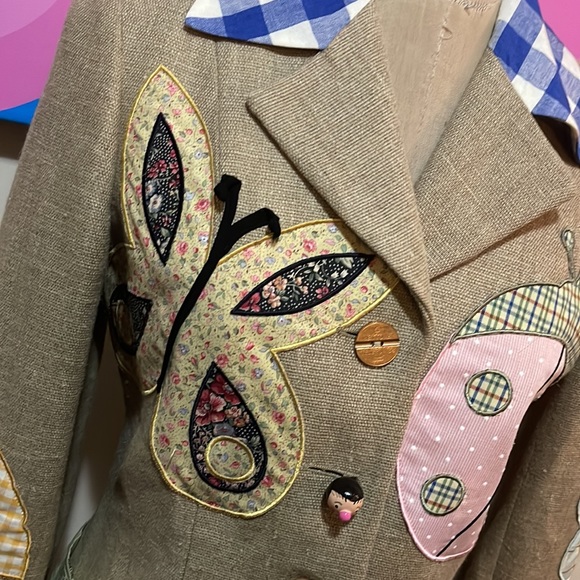 Moschino Cheap Chic Linen Butterfly Lady Bug Blazer - Picture 4 of 16